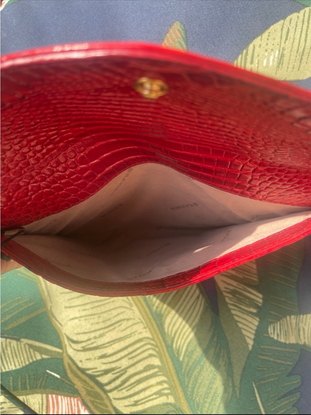 Brahmin Red Croc-Embossed Leather Envelope Clutch - Picture 5 of 5